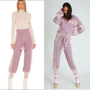 NWT LOVESHACKFANCY Jogger Chunky Bauble Knit Ribbed‎ Alpaca/Wool Lounge Pants M